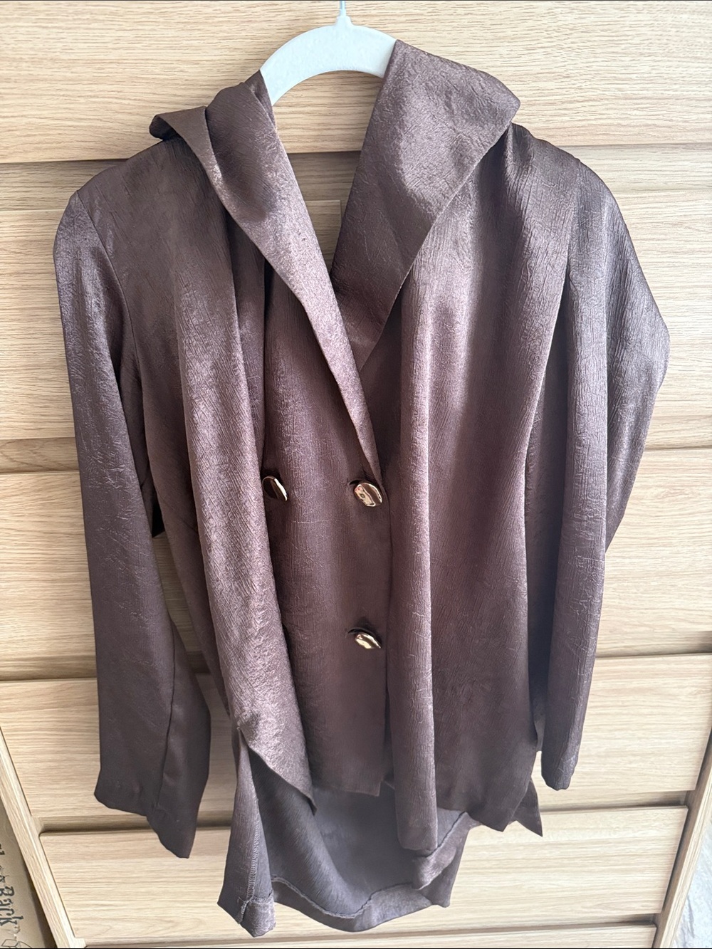 Brown Women's Satin Blazer Jacket